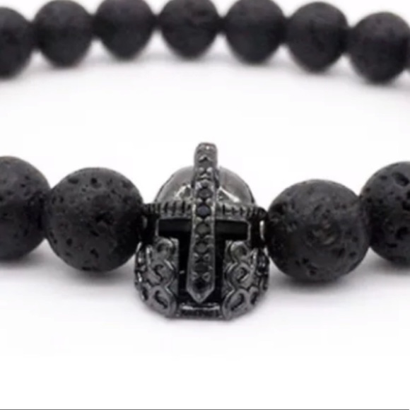 Black lava rock black rodhium cz gladiator helmet - Picture 2 of 8